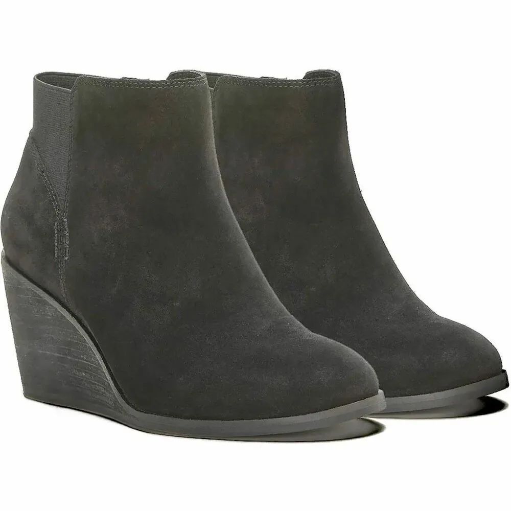 Lucky Brand Zorlina Black Suede Wedge Ankle Booties Size 9
